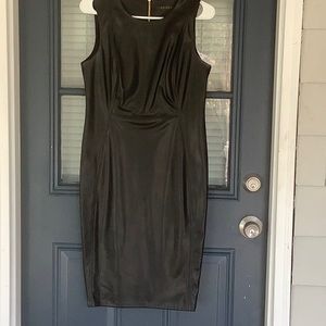 Woman’s sleeveless leather short dress